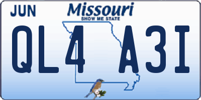 MO license plate QL4A3I