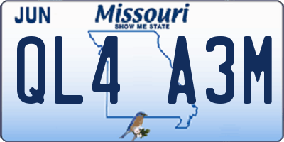 MO license plate QL4A3M