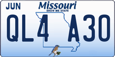 MO license plate QL4A3O