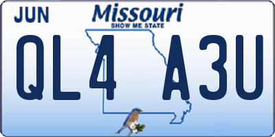 MO license plate QL4A3U