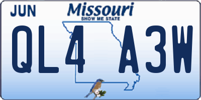 MO license plate QL4A3W