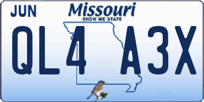 MO license plate QL4A3X