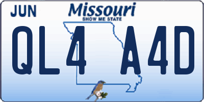 MO license plate QL4A4D