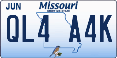 MO license plate QL4A4K