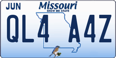 MO license plate QL4A4Z