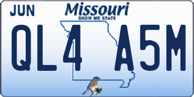 MO license plate QL4A5M