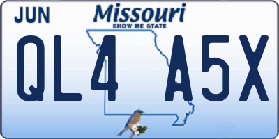 MO license plate QL4A5X