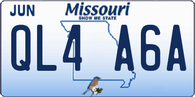 MO license plate QL4A6A