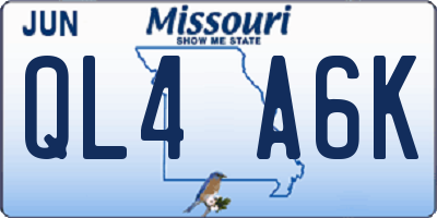 MO license plate QL4A6K