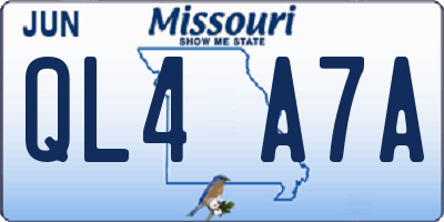 MO license plate QL4A7A