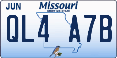 MO license plate QL4A7B
