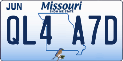MO license plate QL4A7D