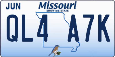 MO license plate QL4A7K