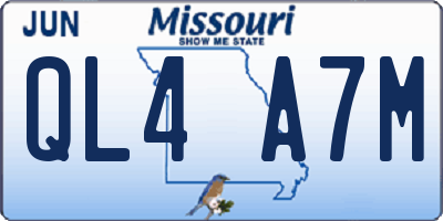 MO license plate QL4A7M