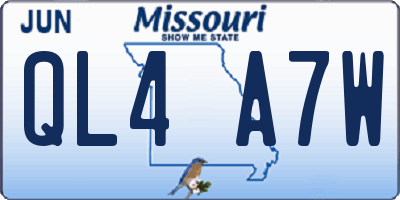 MO license plate QL4A7W