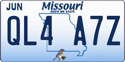 MO license plate QL4A7Z