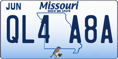 MO license plate QL4A8A