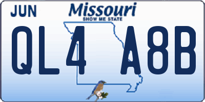 MO license plate QL4A8B
