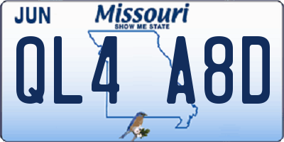 MO license plate QL4A8D