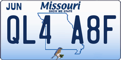 MO license plate QL4A8F