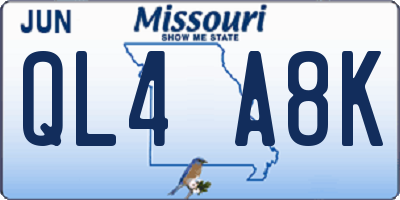 MO license plate QL4A8K