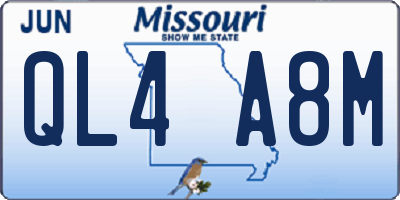 MO license plate QL4A8M
