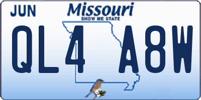 MO license plate QL4A8W