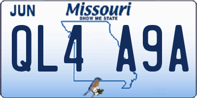 MO license plate QL4A9A