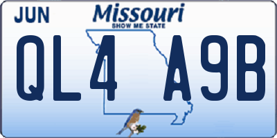 MO license plate QL4A9B
