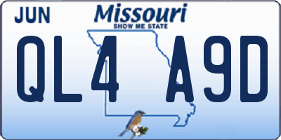 MO license plate QL4A9D