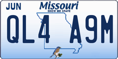 MO license plate QL4A9M