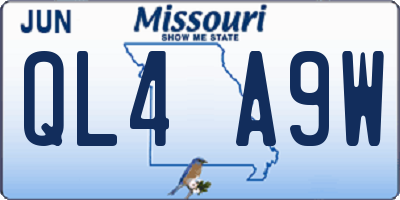 MO license plate QL4A9W