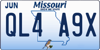 MO license plate QL4A9X