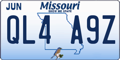 MO license plate QL4A9Z