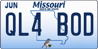 MO license plate QL4B0D