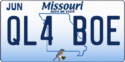 MO license plate QL4B0E
