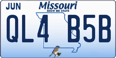 MO license plate QL4B5B