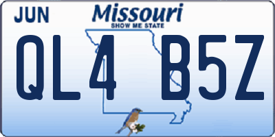 MO license plate QL4B5Z