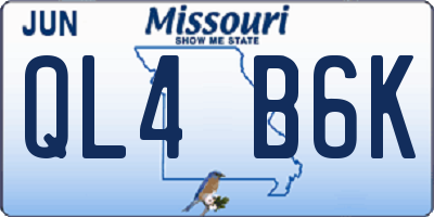 MO license plate QL4B6K