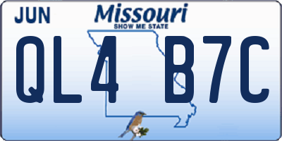 MO license plate QL4B7C
