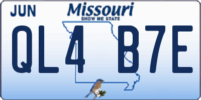 MO license plate QL4B7E