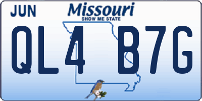 MO license plate QL4B7G