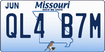 MO license plate QL4B7M