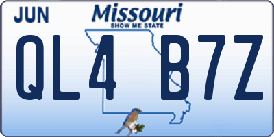 MO license plate QL4B7Z