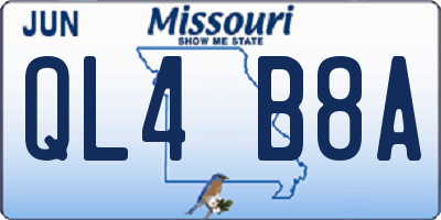 MO license plate QL4B8A