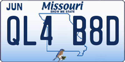 MO license plate QL4B8D