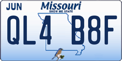 MO license plate QL4B8F