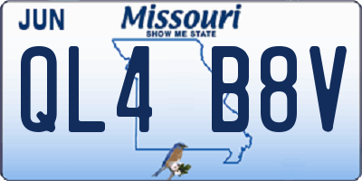 MO license plate QL4B8V