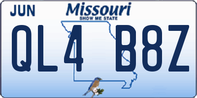 MO license plate QL4B8Z