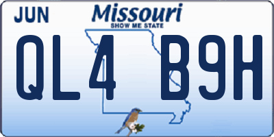 MO license plate QL4B9H